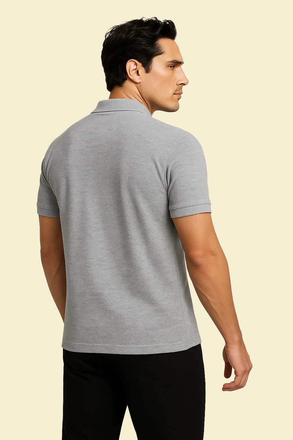 Szara Koszulka Polo z Kołnierzykiem Żebrowanym i Zapięciem na 3 Guziki | Olgierd – Ash Gray