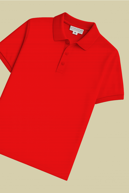 Czerwona Koszulka Polo z Kołnierzykiem Żebrowanym i Zapięciem na 3 Guziki | Borys – Czerwony