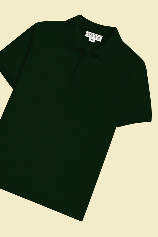 Zielona Koszulka Polo z Kołnierzykiem Żebrowanym i Zapięciem na 3 Guziki | Szymon – Leśna zieleń