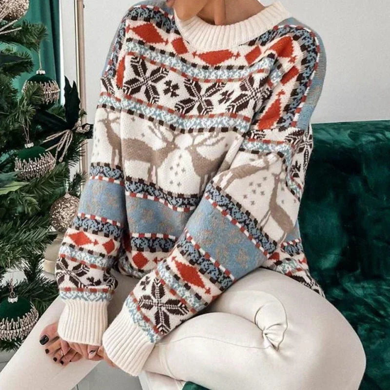 Damski zimowy sweter z motywem reniferów 8