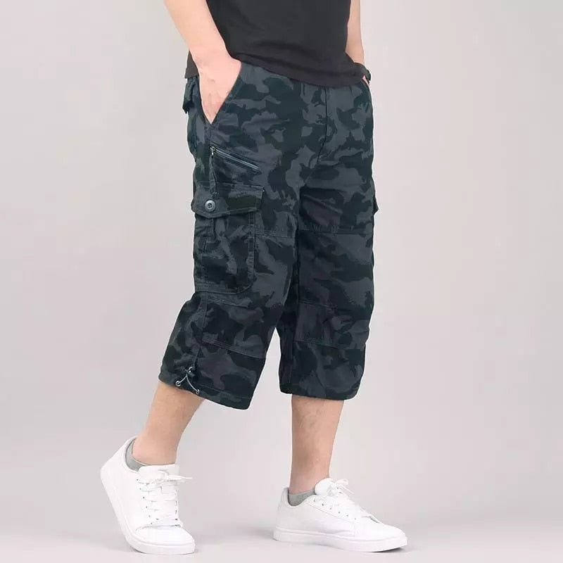 Męskie Spodnie Bojówki Cargo 3/4 z Licznymi Kieszeniami 8