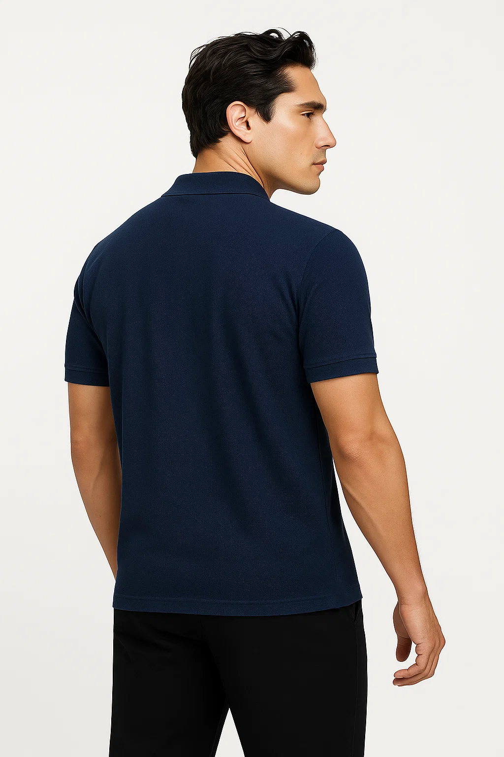 Granatowa Koszulka Polo z Kołnierzykiem Żebrowanym i Zapięciem na 3 Guziki | Tobiasz – Navy Blue
