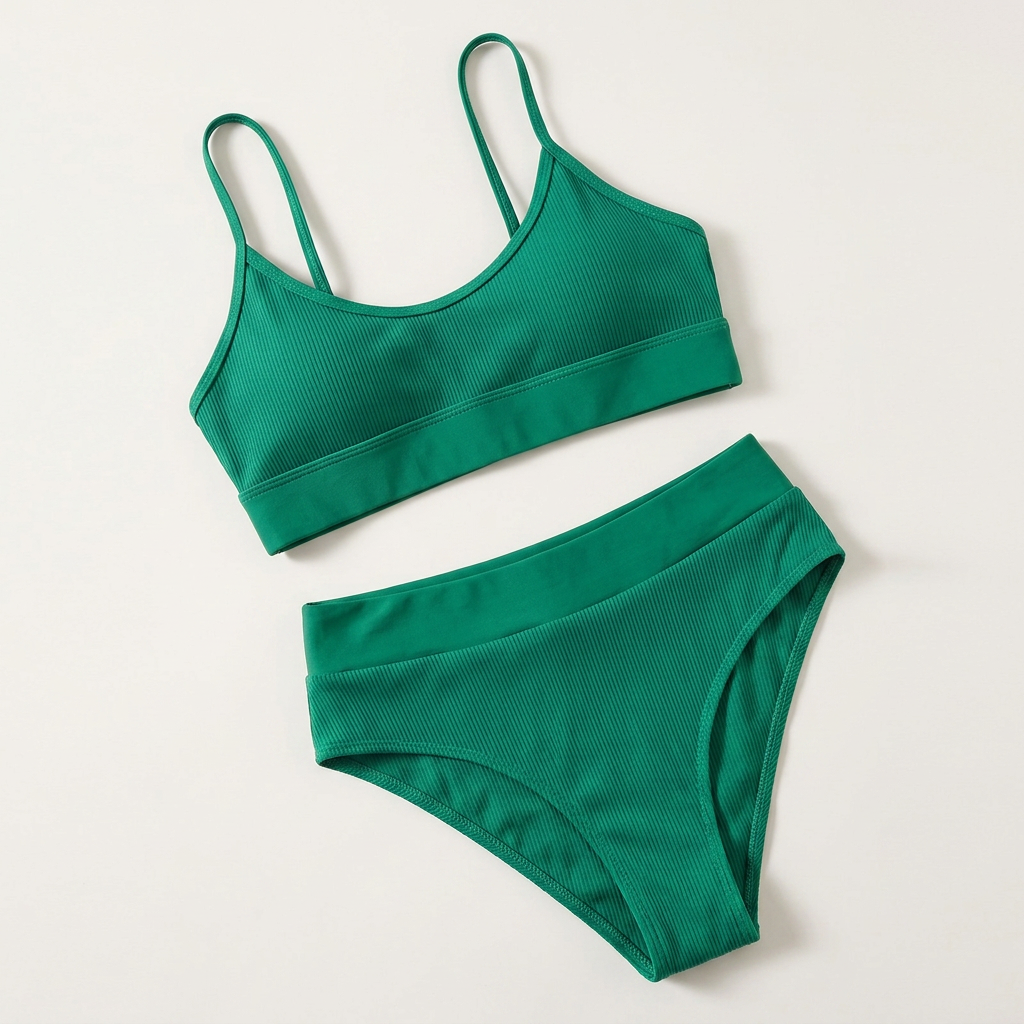 Bikini damskie – Okrągły dekolt i wykończenie z wysokim stanem