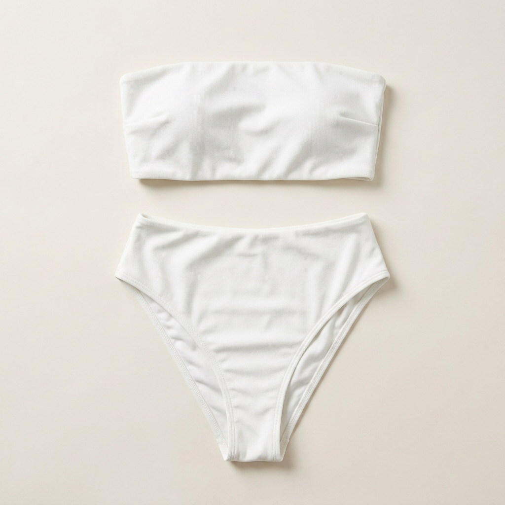 Bikini dwuczęściowe – Top typu bandeau i majtki z wysokim stanem