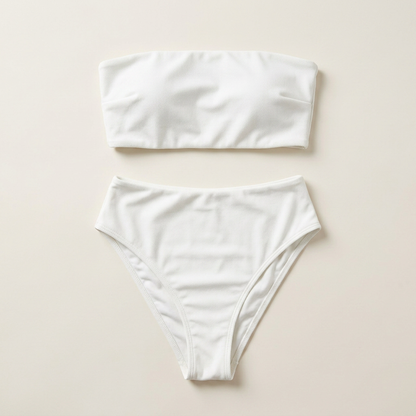 Bikini dwuczęściowe – Top typu bandeau i majtki z wysokim stanem