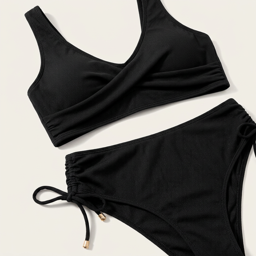Bikini dwuczęściowe – Top z krzyżowaniem i majtki z wiązaniem po bokach