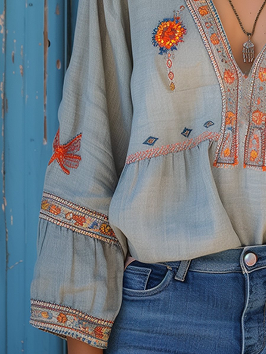 Bluzka damska Sienna w stylu boho – autentyczny haft i przewiewny, letni krój 3