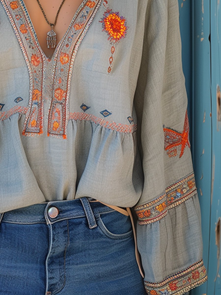 Bluzka damska Sienna w stylu boho – autentyczny haft i przewiewny, letni krój 4