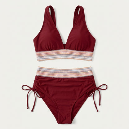 Damski 2-częściowy kostium kąpielowy – Góra halter i marszczony dó