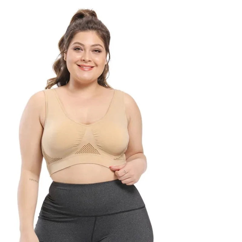 Sportowy biustonosz z elastycznego materiału - plus size 0