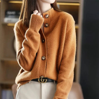 Damski sweter kaszmirowy rozpinany elegancki kardigan z guzikami 1