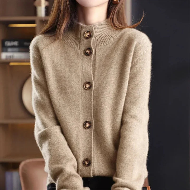 Damski sweter kaszmirowy rozpinany elegancki kardigan z guzikami 3