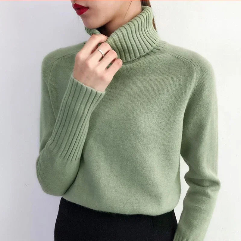 Damski sweter z domieszką kaszmiru z golfem 3