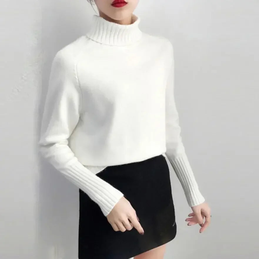 Damski sweter z domieszką kaszmiru z golfem 9