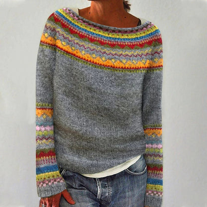 Damski sweter z kolorowym wzorem etnicznym 0