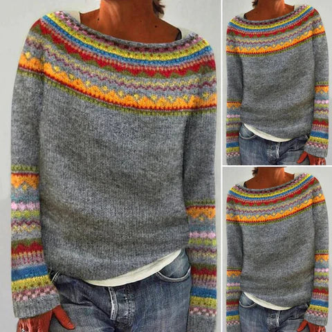 Damski sweter z kolorowym wzorem etnicznym 1