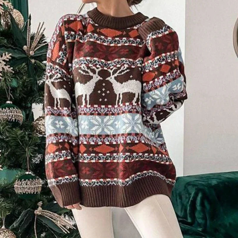 Damski zimowy sweter z motywem reniferów 4