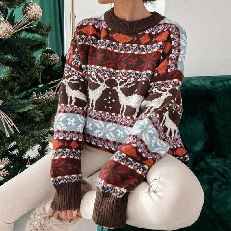 Damski zimowy sweter z motywem reniferów 5