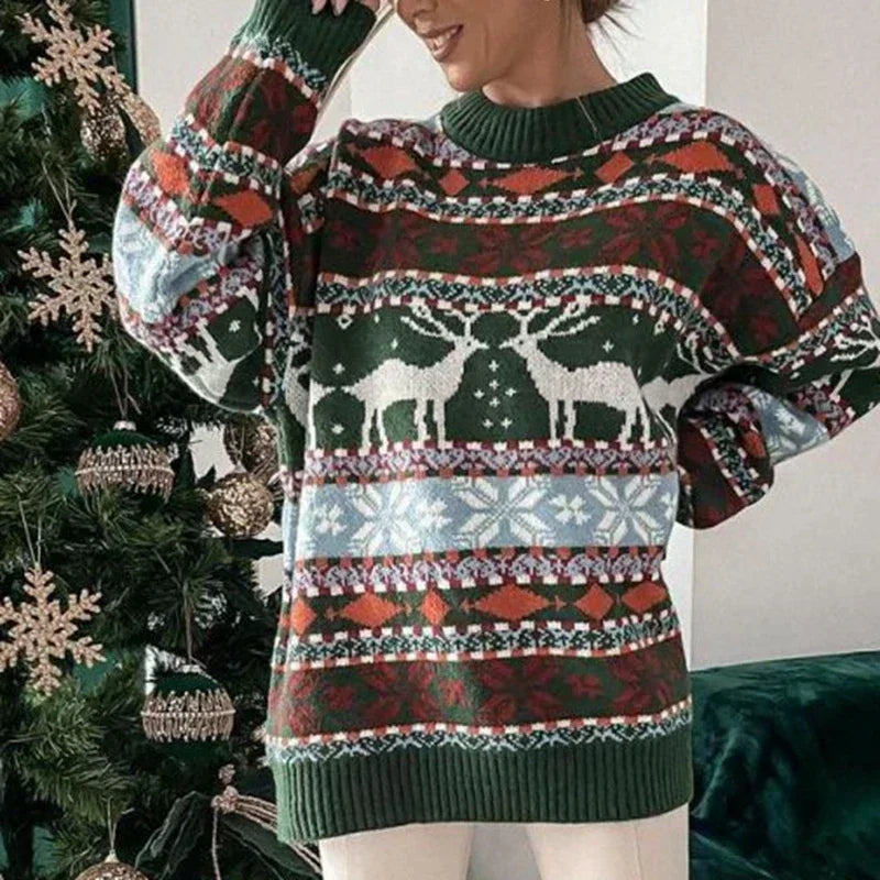 Damski zimowy sweter z motywem reniferów 7
