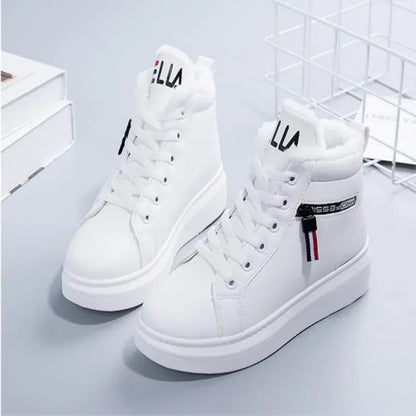 Damskie ocieplane sneakersy zimowe na platformie 6