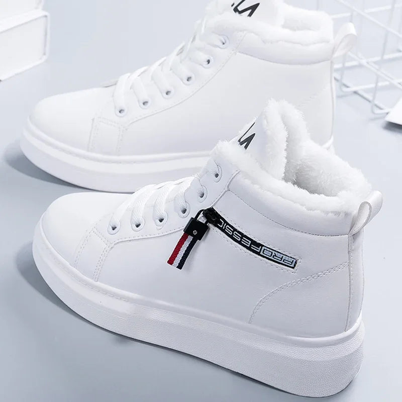 Damskie ocieplane sneakersy zimowe na platformie 7