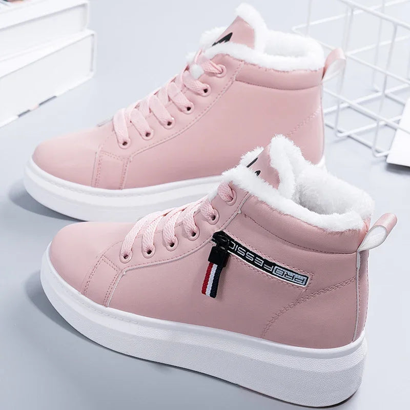 Damskie ocieplane sneakersy zimowe na platformie 8