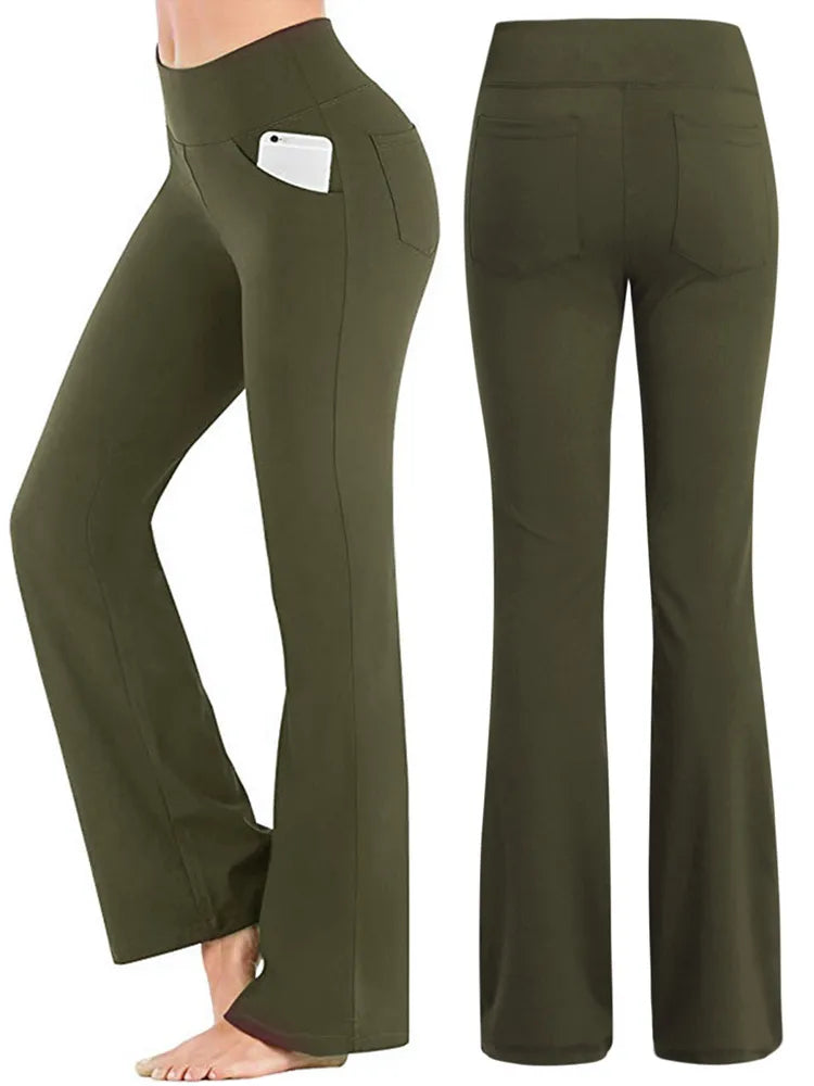 Eleganckie Spodnie Bootcut z Kieszeniami 1