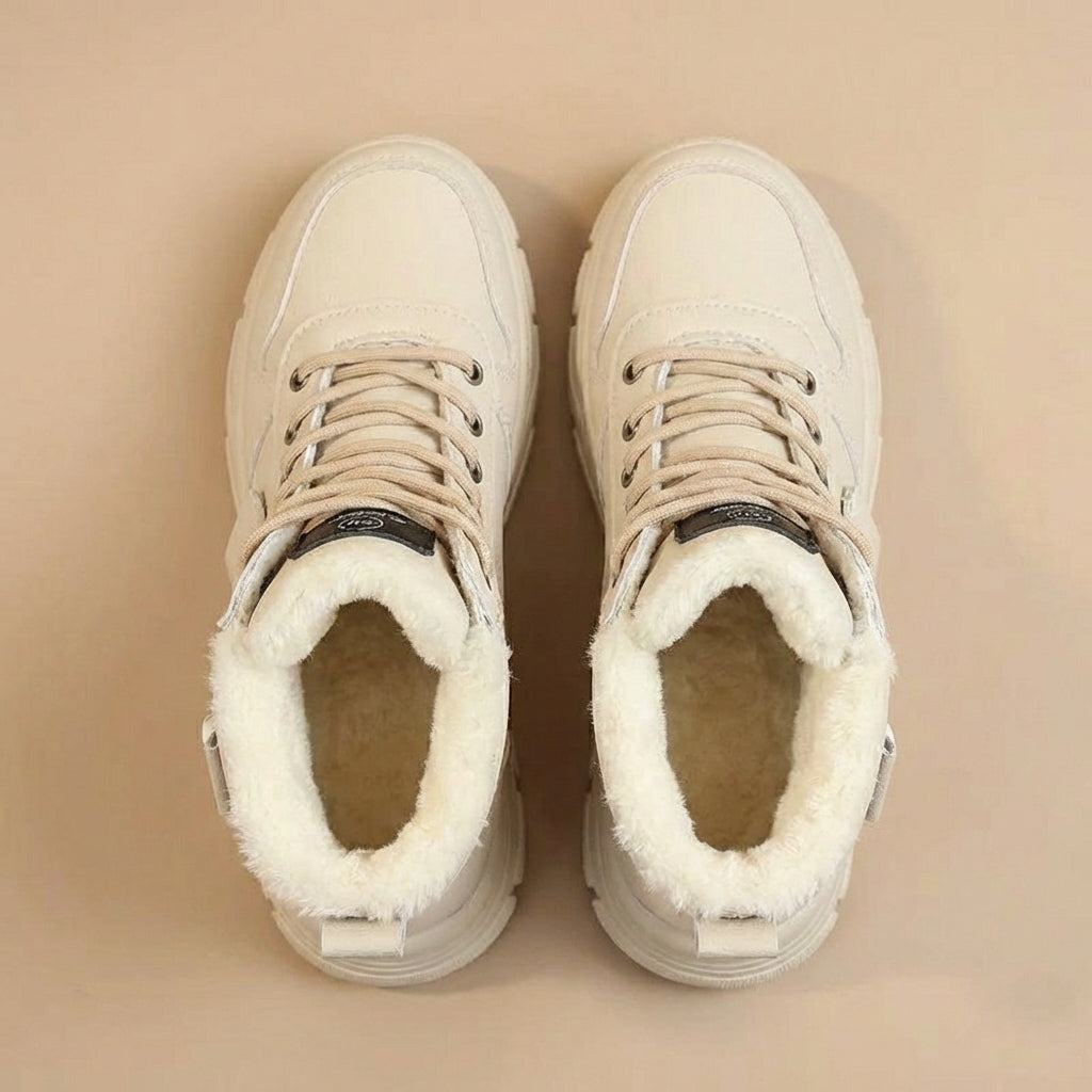 Damskie buty sznurowane – Kołnierz z futra