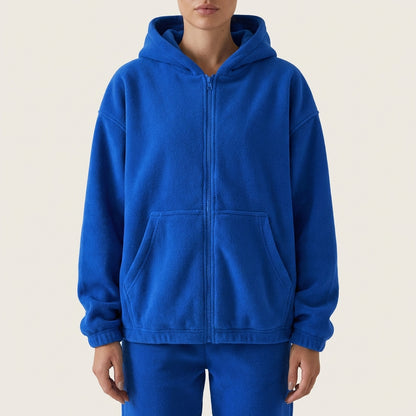 Damski dres – Rozpinana bluza z kapturem i proste spodnie