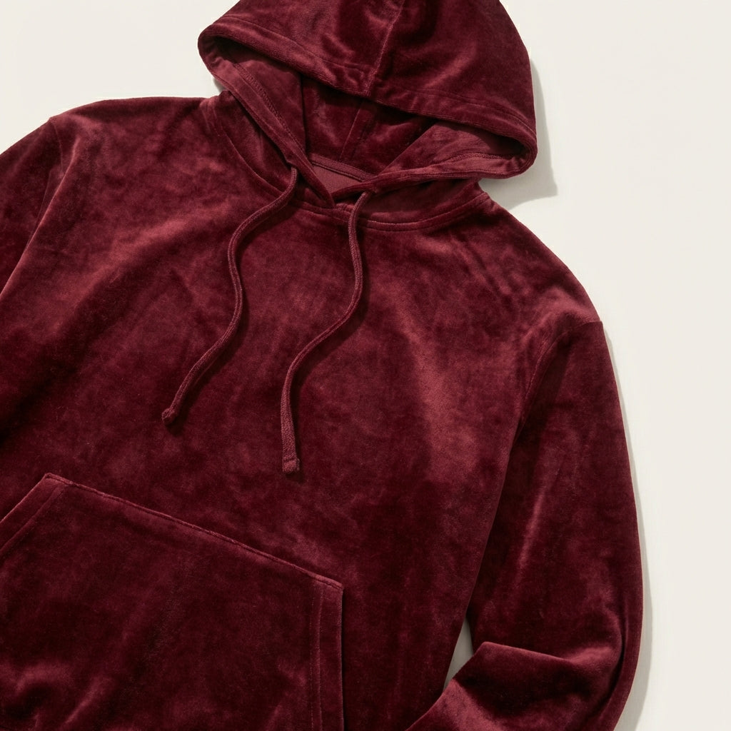 Damski dres – Welurowa bluza z kieszenią typu kangurka