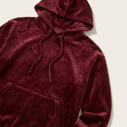 Damski dres – Welurowa bluza z kieszenią typu kangurka