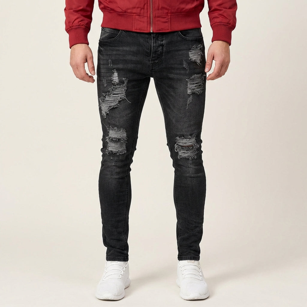 Spodnie męskie skinny – Przetarcia i detale z dziurami