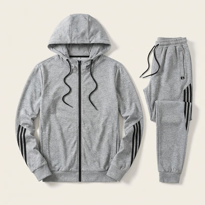 Męski komplet – Bluza rozpinana z detalami na rękawach