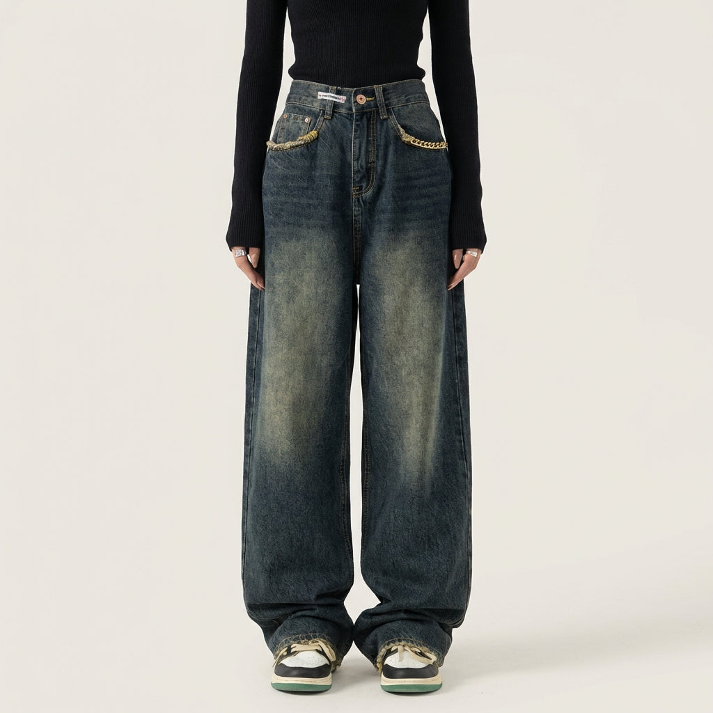 Moda Wieczna Jeansy Damskie Baggy – Styl Vintage Y2K