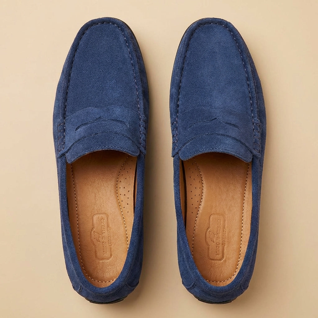Buty męskie wsuwane – Detal typu penny loafer i wypustki na podeszwie