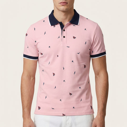 Męska koszulka polo Slim Fit – Wzór na całej powierzchni