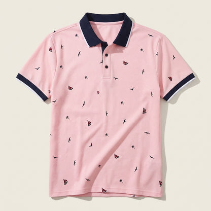 Męska koszulka polo Slim Fit – Wzór na całej powierzchni