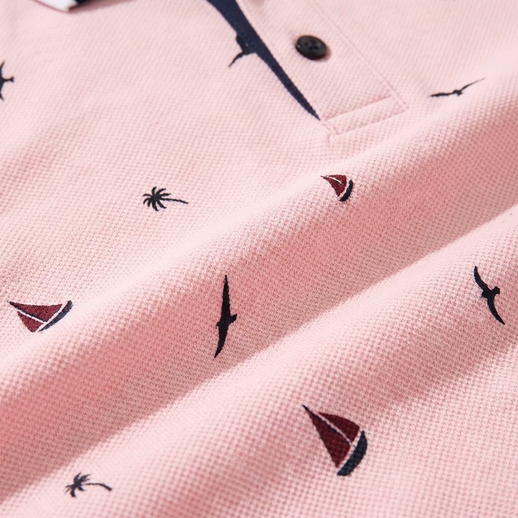 Męska koszulka polo Slim Fit – Wzór na całej powierzchni