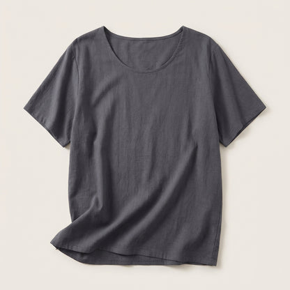 Damski T-shirt z głębokim dekoltem – Krótki rękaw