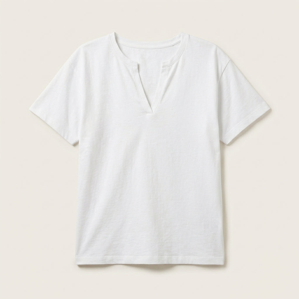 Damski T-shirt z wycięciem przy dekolcie – Krótki rękaw