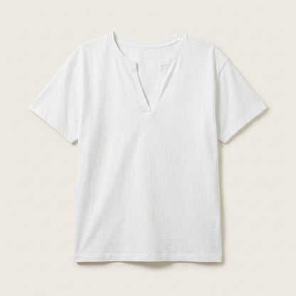 Damski T-shirt z wycięciem przy dekolcie – Krótki rękaw