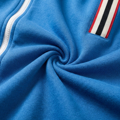 Bluza męska z długim rękawem – Pasiaste wykończenie i troki