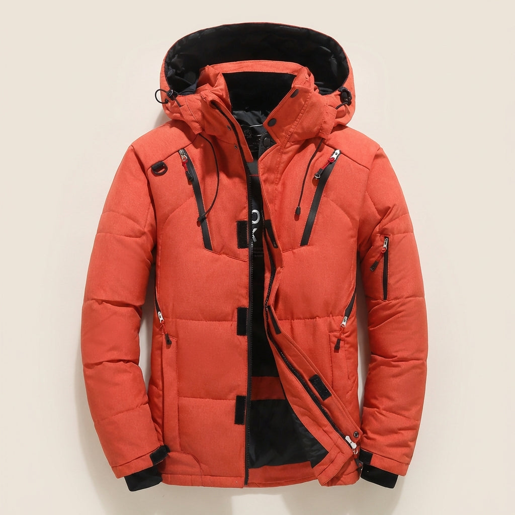 Męska kurtka pikowana z kapturem – Kieszenie na suwak