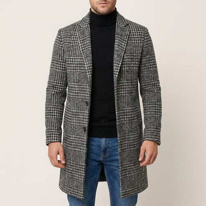 Męski płaszcz w pepitkę – Fason slim-fit