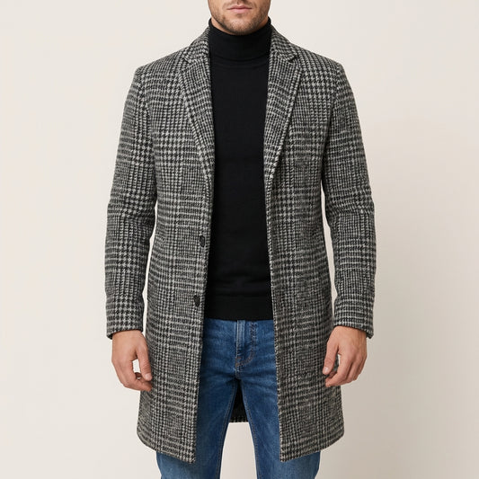 Męski płaszcz w pepitkę – Fason slim-fit