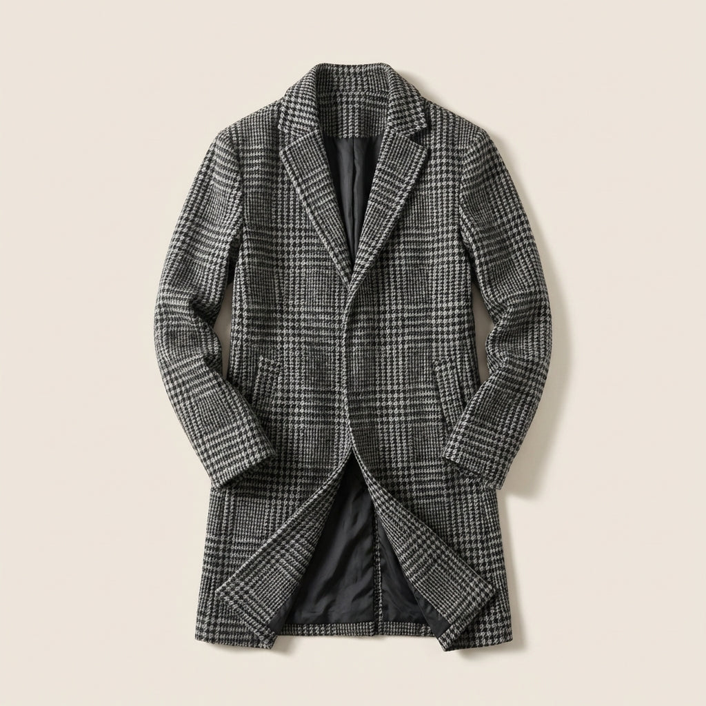 Męski płaszcz w pepitkę – Fason slim-fit