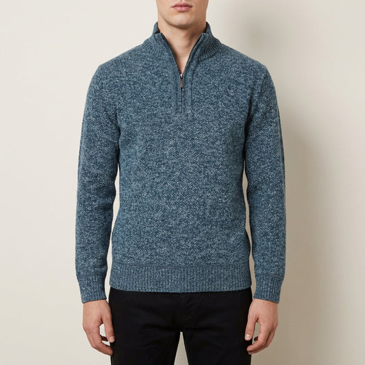 Męski sweter typu quarter-zip – Stójka