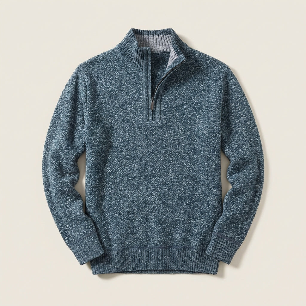 Męski sweter typu quarter-zip – Stójka
