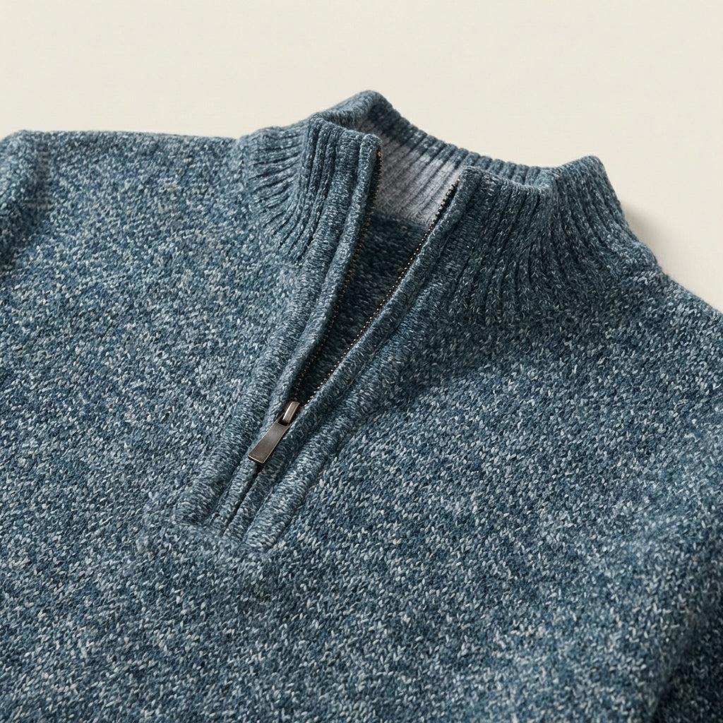 Męski sweter typu quarter-zip – Stójka
