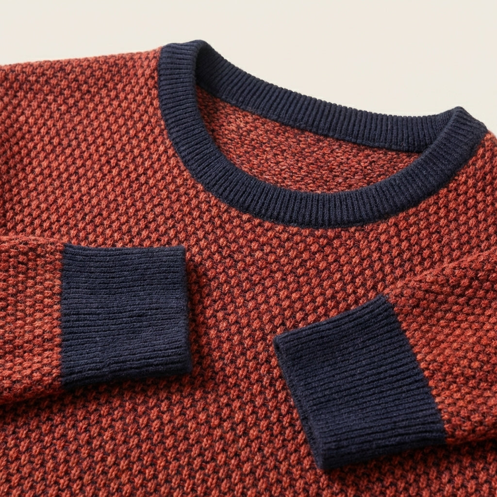 Męski sweter z długim rękawem – Dwukolorowy fason